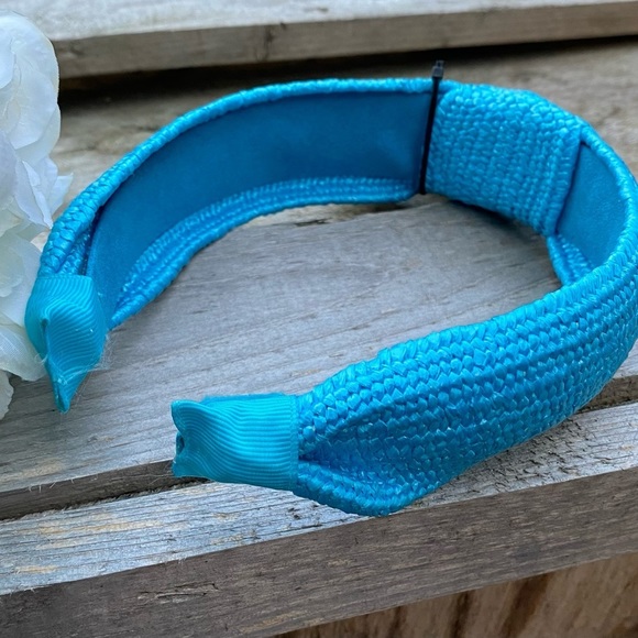 NWT INC INTERNATIONAL CONCEPTS BLUE RAFFIA WOVEN HEAD BAND - Picture 3 of 6